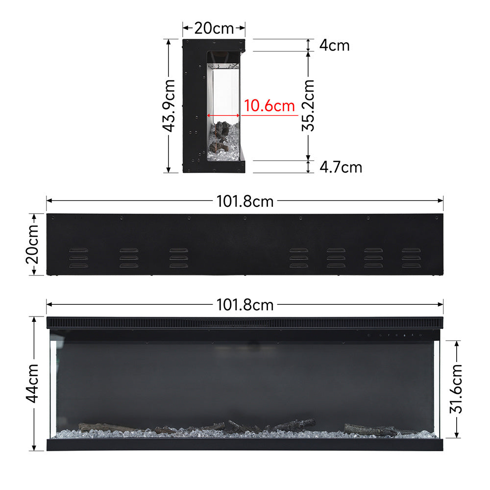 40inch Recessed and Freestanding Electric Fireplace
