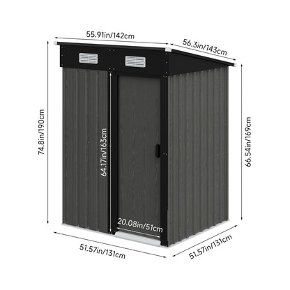 4 x 4FT Outdoor Metal Garden Storage Shed