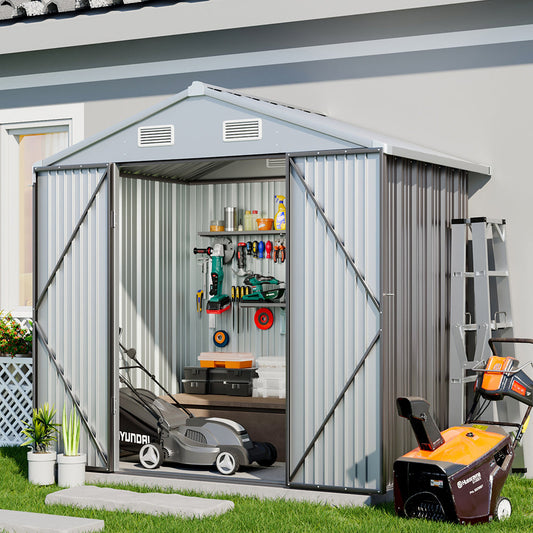 200CM Wide Metal Garden Storage Shed with Lockable Door