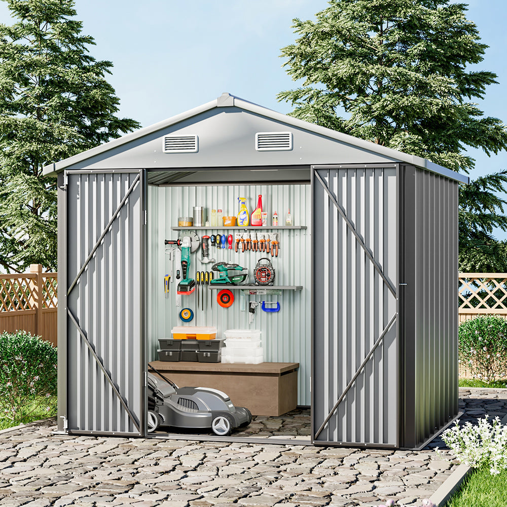 Outdoor Metal Storage Shed with Lockable Door