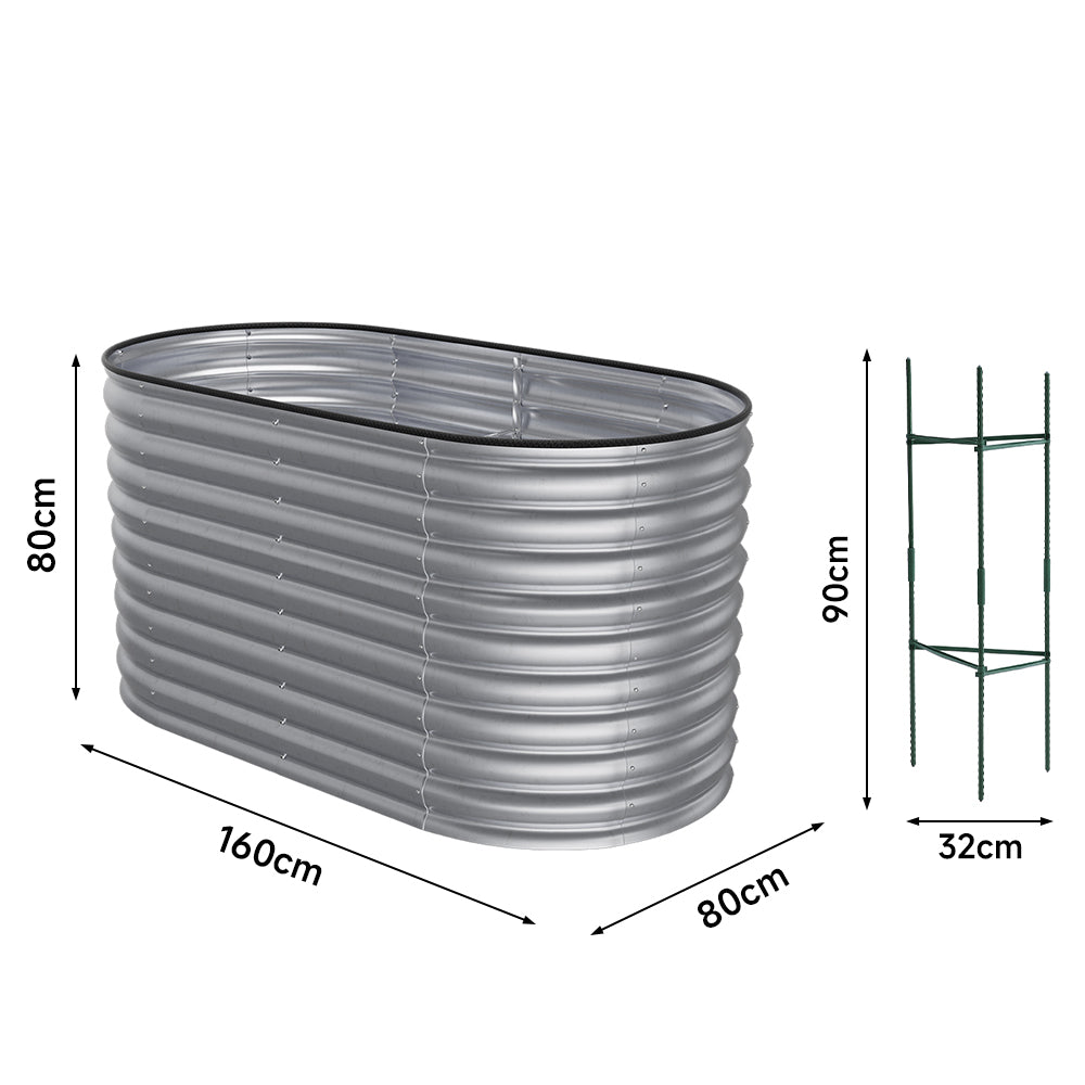 80CM Height Silver Galvanized Steel Raised Garden Bed