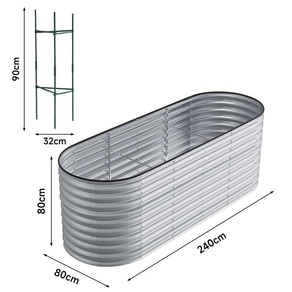 80CM Height Silver Galvanized Steel Raised Garden Bed