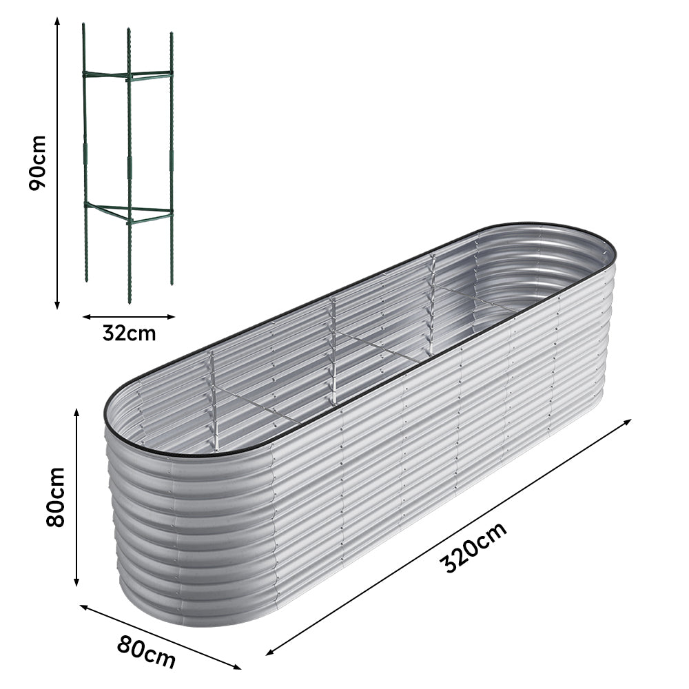 80CM Height Silver Galvanized Steel Raised Garden Bed