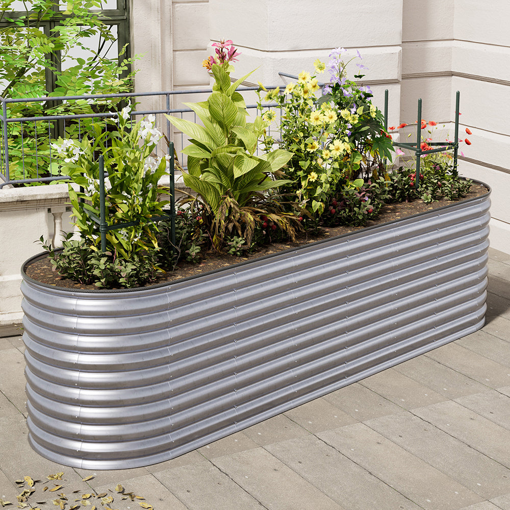 80CM Height Silver Galvanized Steel Raised Garden Bed