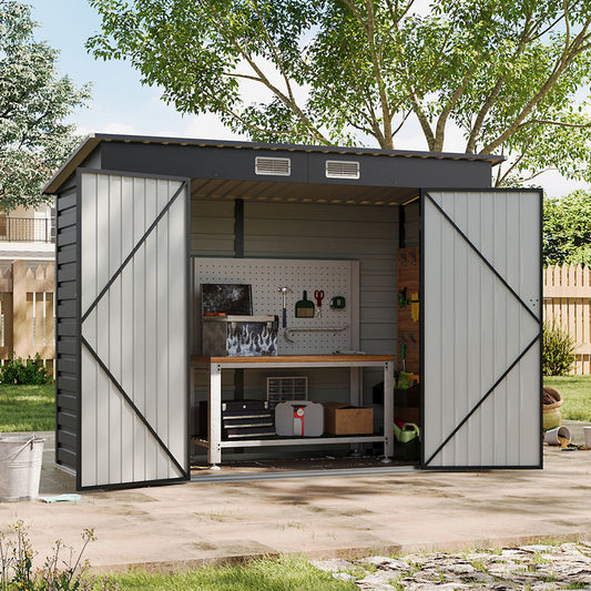 239CM Wide Metal Garden Storage Shed with Lockable Doors