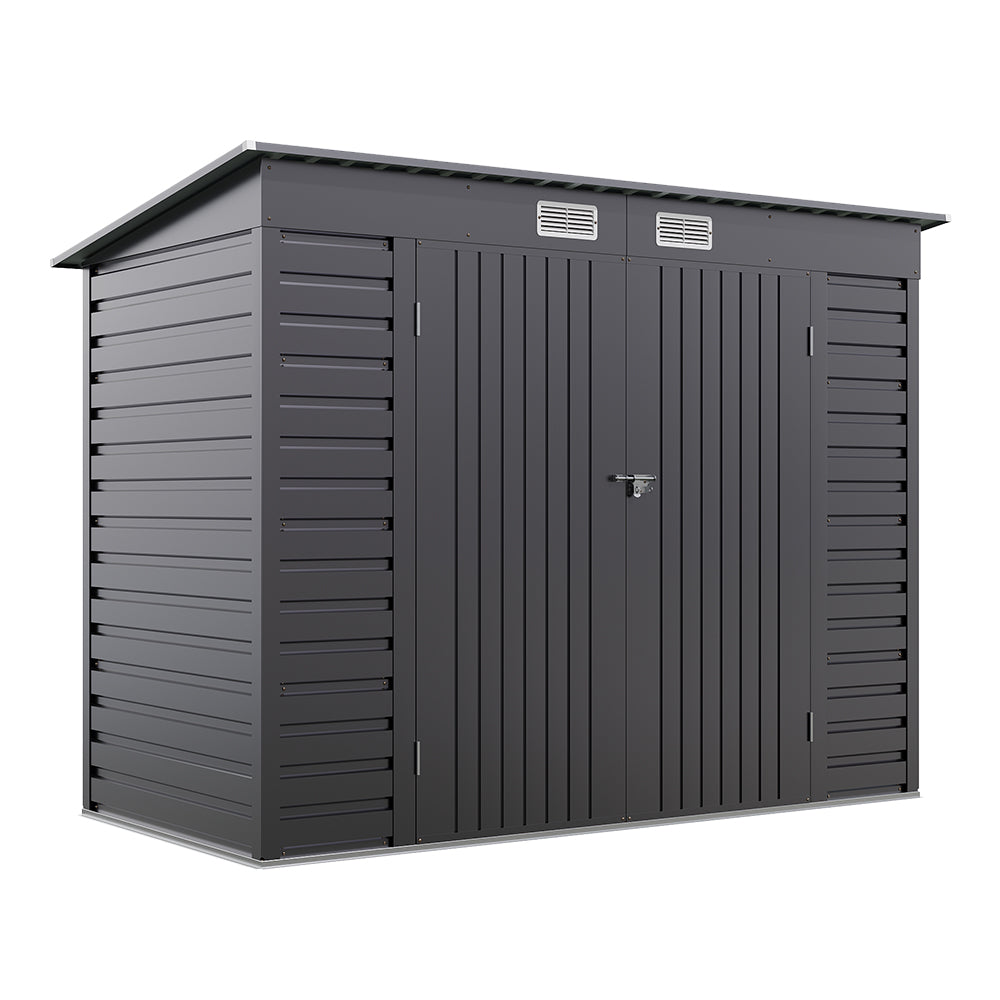 Outdoor Galvanized Steel Storage Shed with Dual Doors