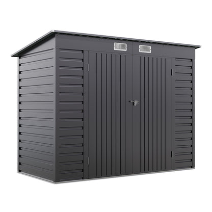 Outdoor Galvanized Steel Storage Shed with Dual Doors
