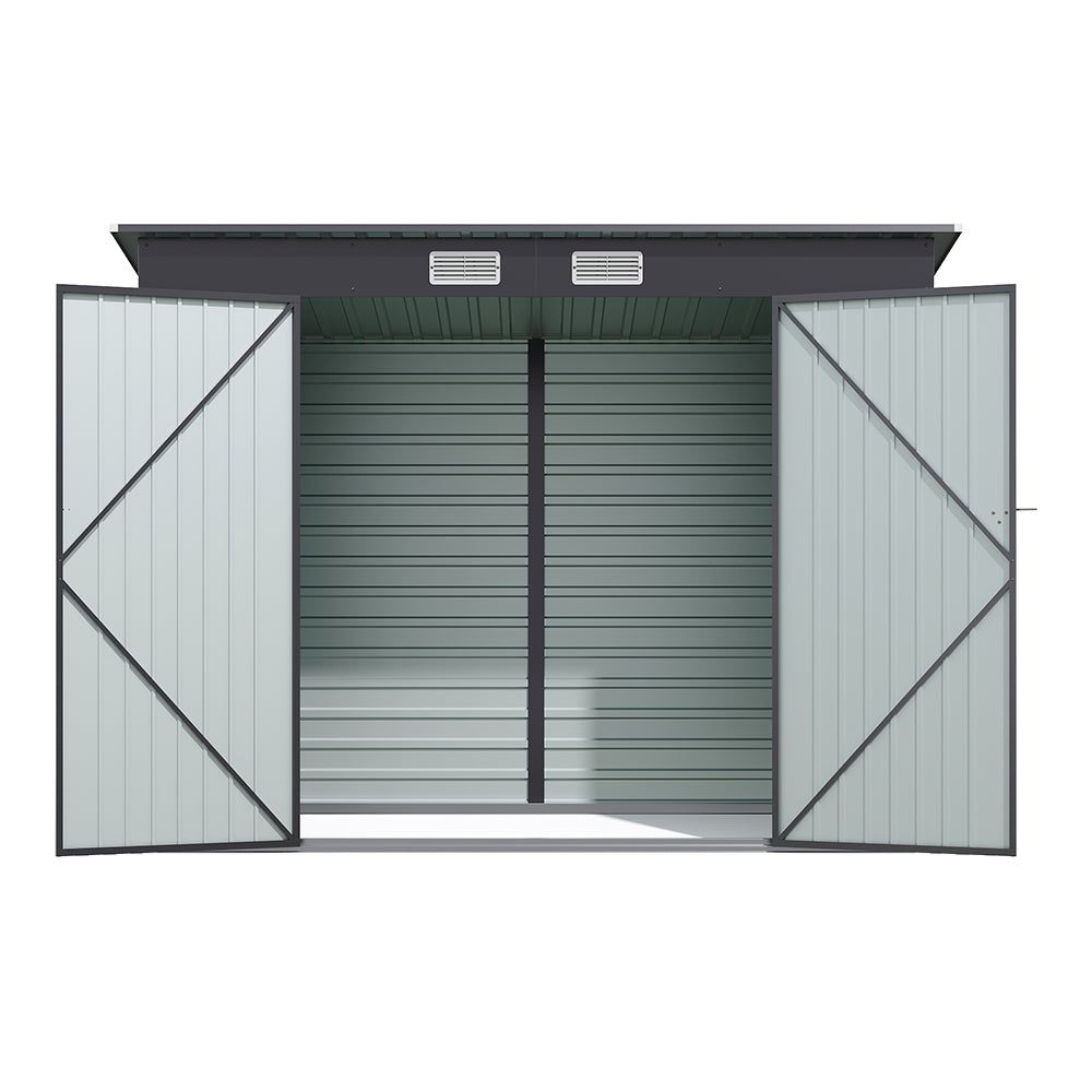 Outdoor Galvanized Steel Storage Shed with Dual Doors