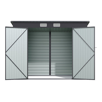 Outdoor Galvanized Steel Storage Shed with Dual Doors