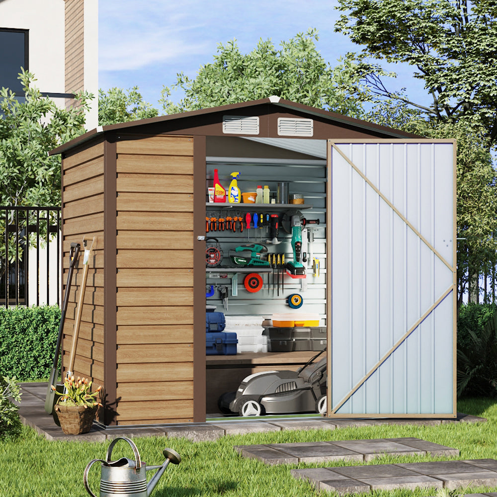 Outdoor Galvanized Steel Tawny Storage Shed