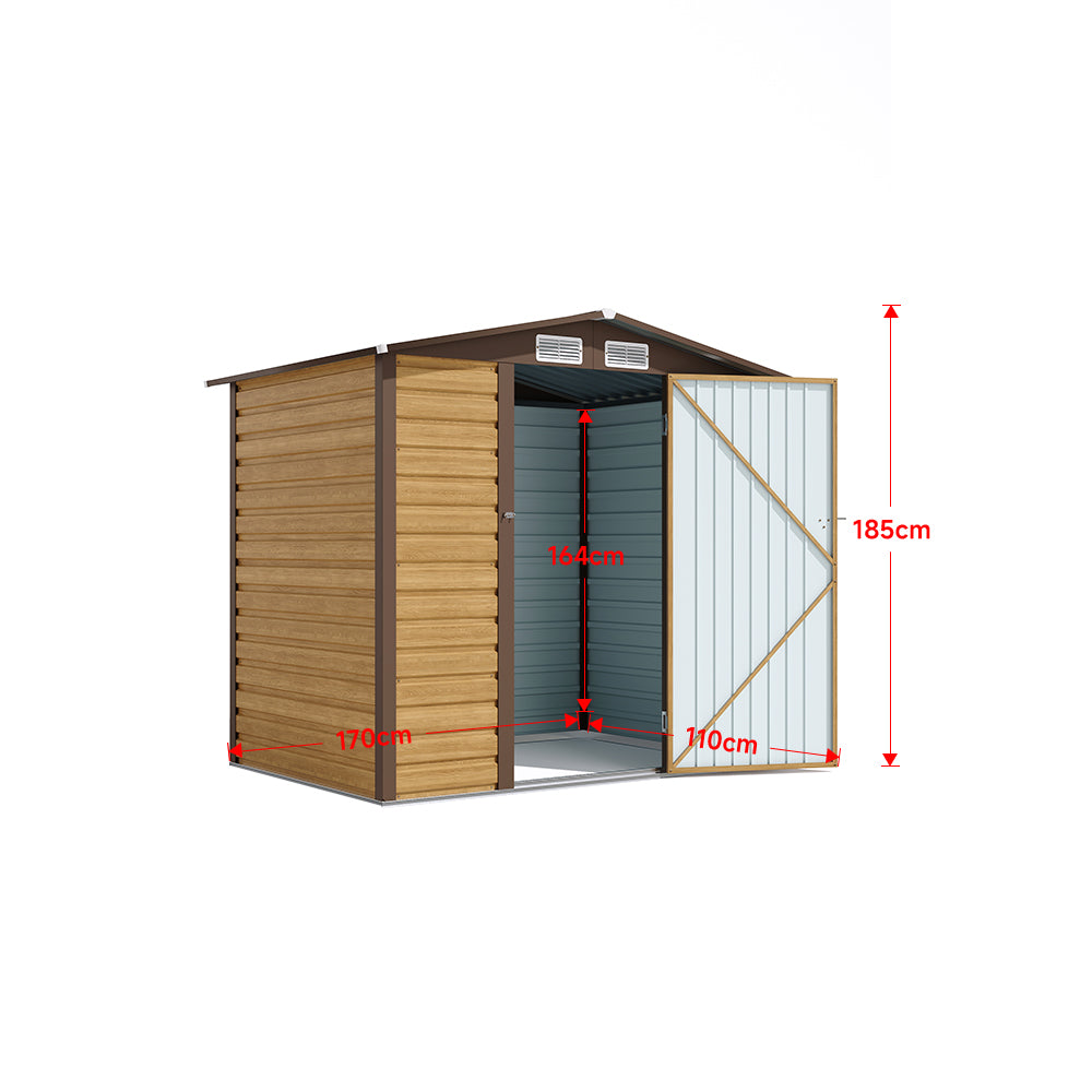 Outdoor Galvanized Steel Tawny Storage Shed