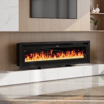 50 Inch Electrical Fireplace with 12 Vibrant Flame Colours, Adjustable Heating Modes