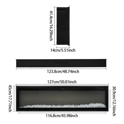 50 Inch Electrical Fireplace with 12 Vibrant Flame Colours, Adjustable Heating Modes