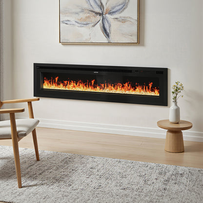 60 Inch Electrical Fireplace with 12 Vibrant Flame Colours, Adjustable Heating Mode