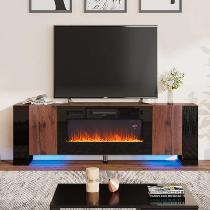 Recessed Electric Fireplace TV Stand with Remote Control