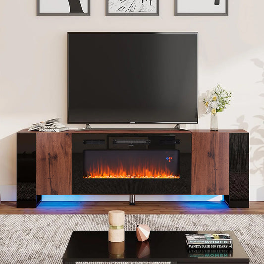 Recessed Electric Fireplace TV Stand with Remote Control