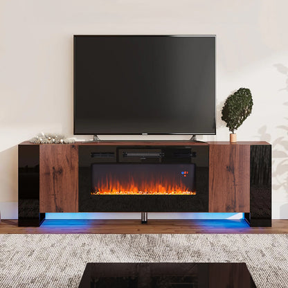Recessed Electric Fireplace TV Stand with Remote Control