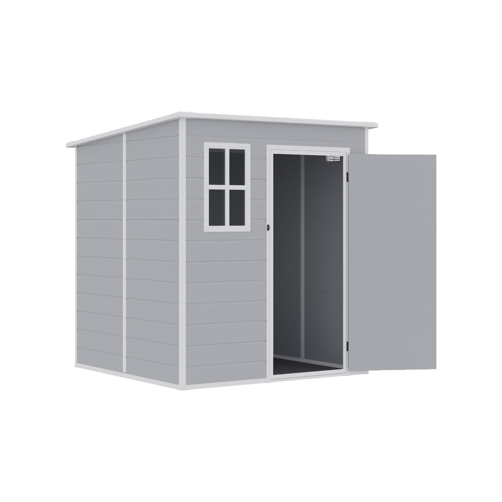 6 x 6FT Durable PP Storage Shed with Pent Roof