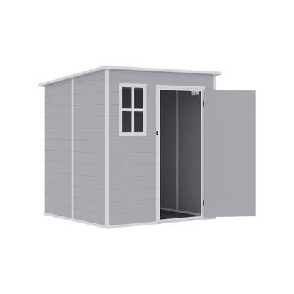 6 x 6FT Durable PP Storage Shed with Pent Roof