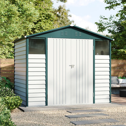 8x5.7FT Metal Apex Roof Garden Storage Shed