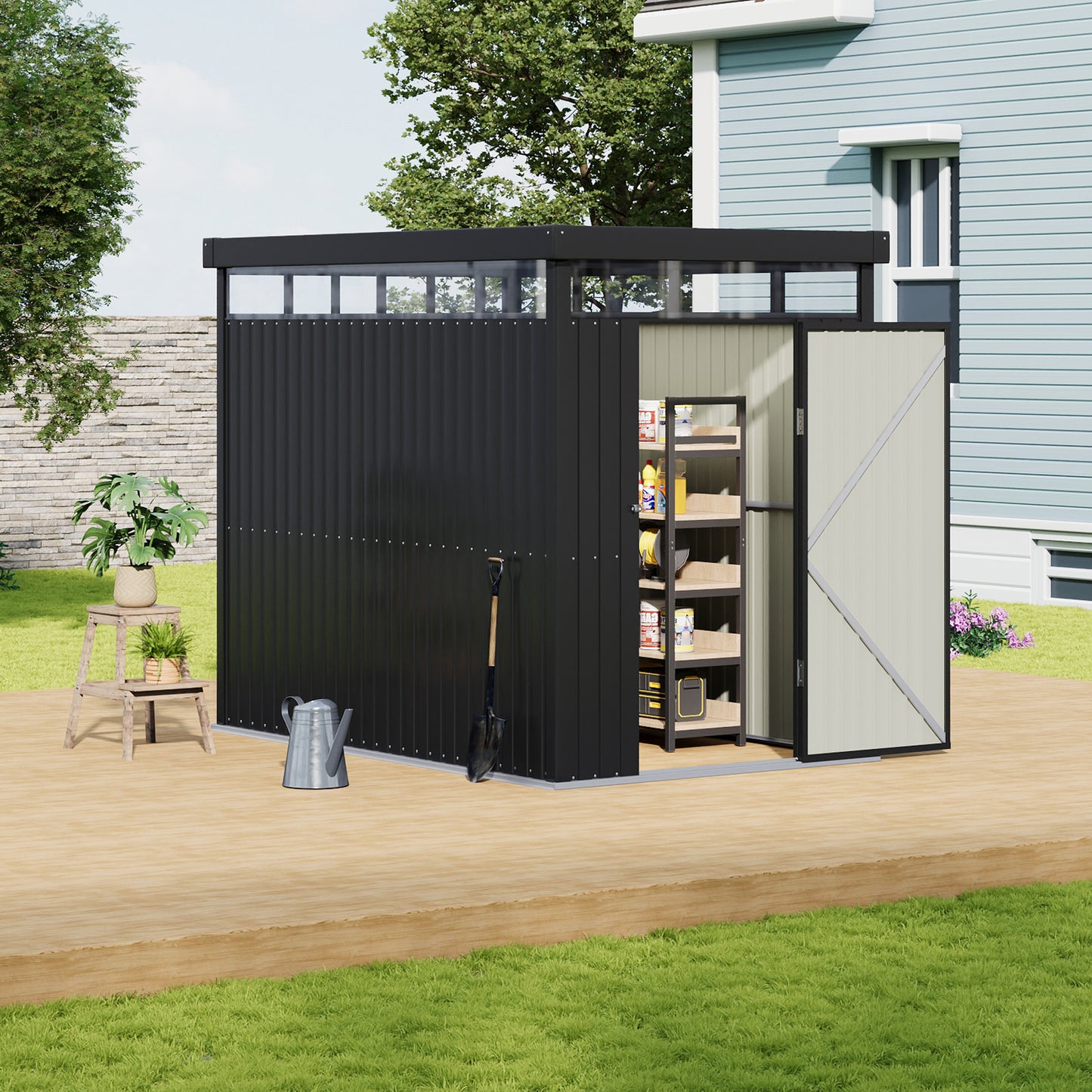 5.3 x 8.5FT Outdoor Metal Garden Storage Shed