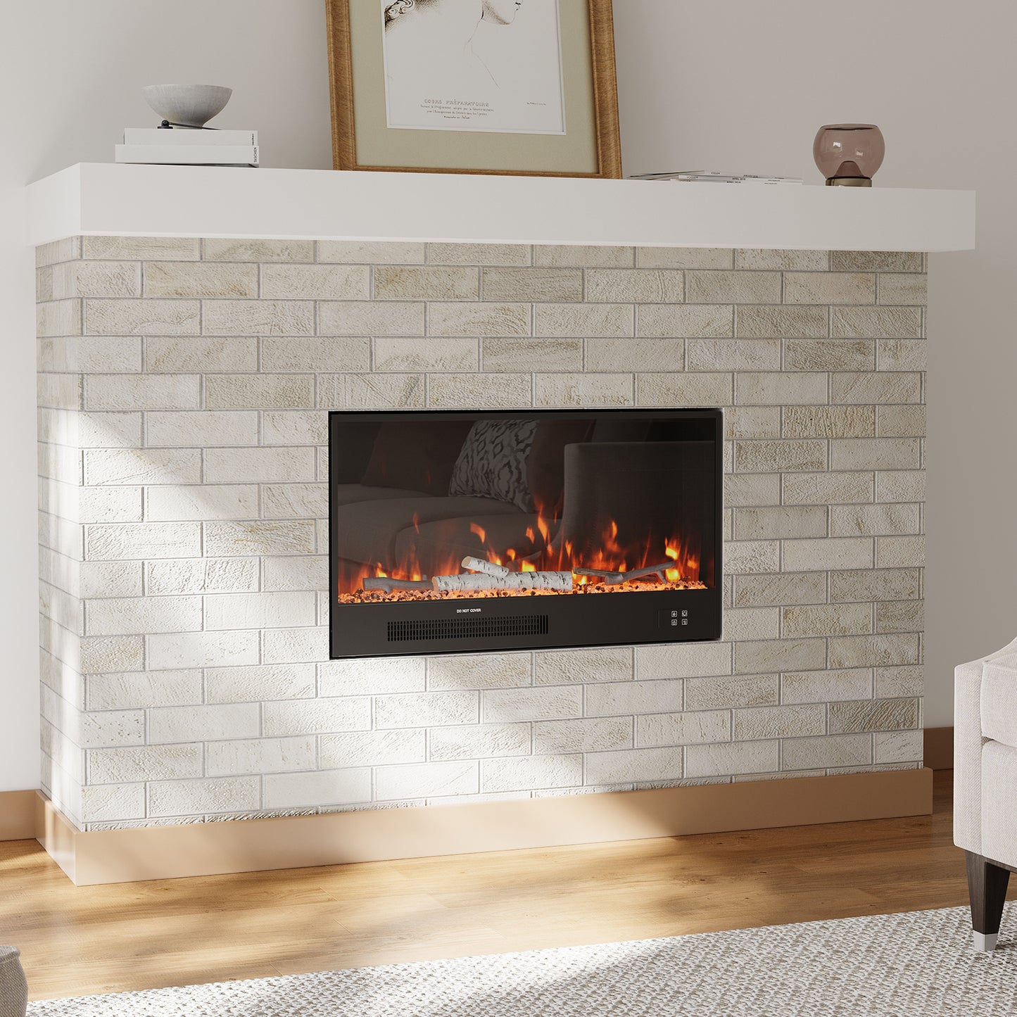 Recessed Electric Fireplace with Remote Control
