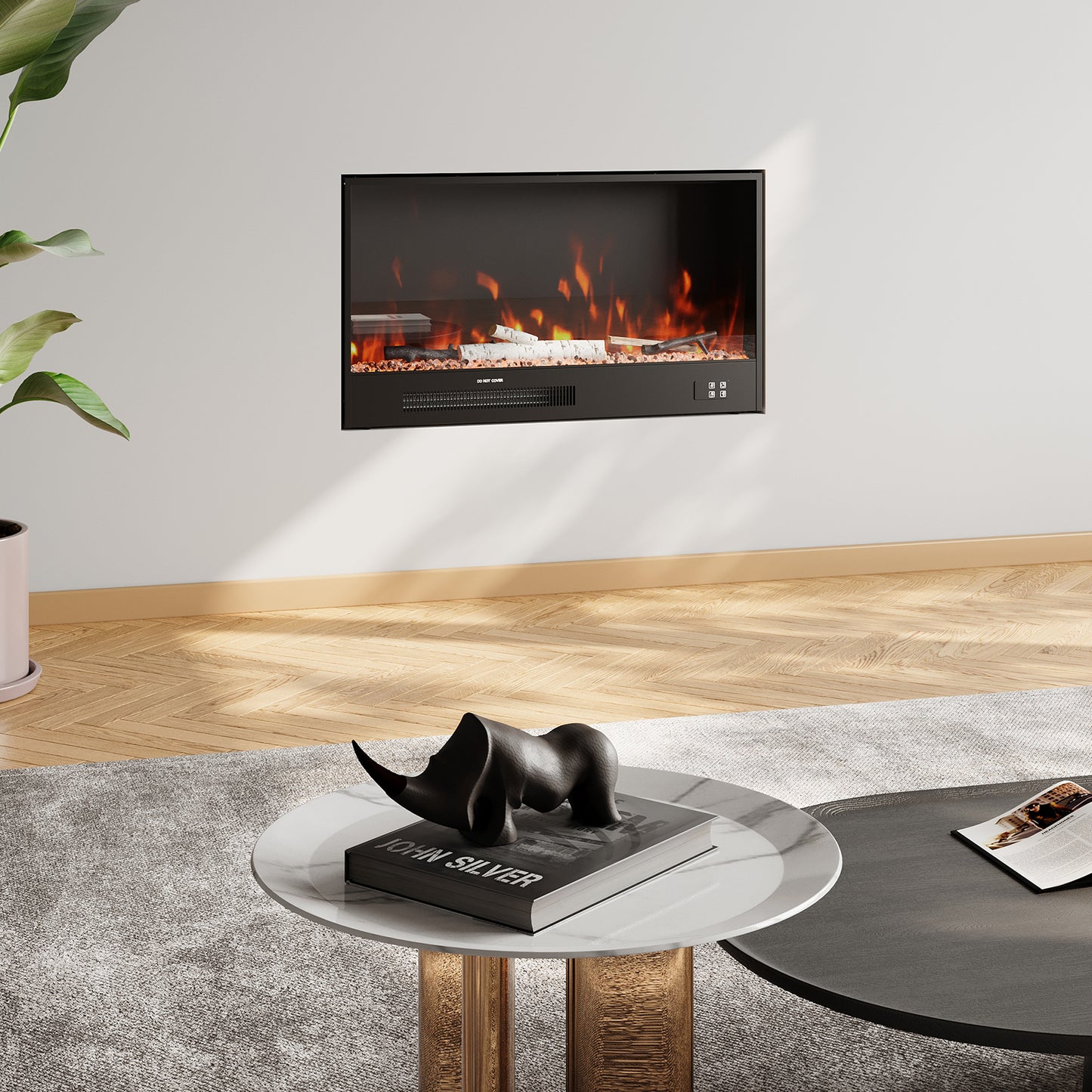 Recessed Electric Fireplace with Remote Control