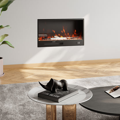 Recessed Electric Fireplace with Remote Control