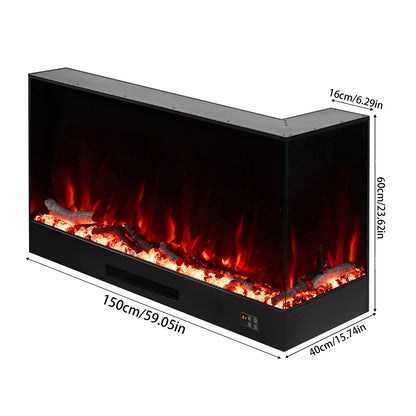 Modern Recessed Electric Fireplace with Remote
