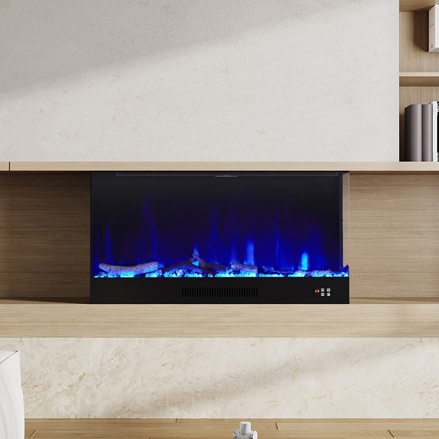 Modern Recessed Electric Fireplace with Remote