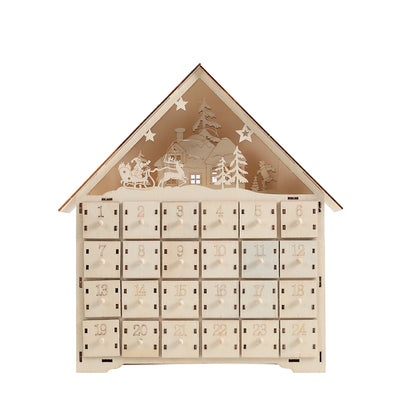 Wooden Christmas Advent Calendar with LED Light