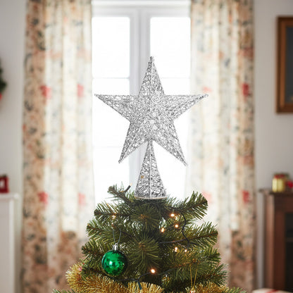 Wrought Iron Christmas Tree Topper Star Ornament Home Decor