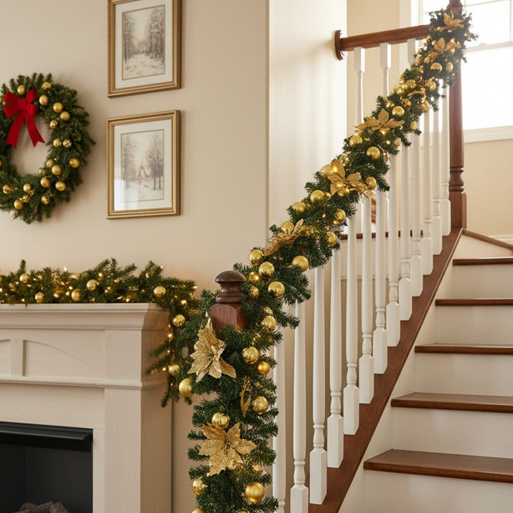 2.7m LED Light String Berry Ball Flower Garland Christmas Decor