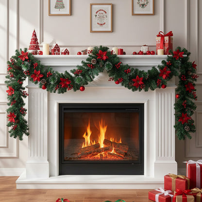 2.7m LED Light String Berry Ball Flower Garland Christmas Decor