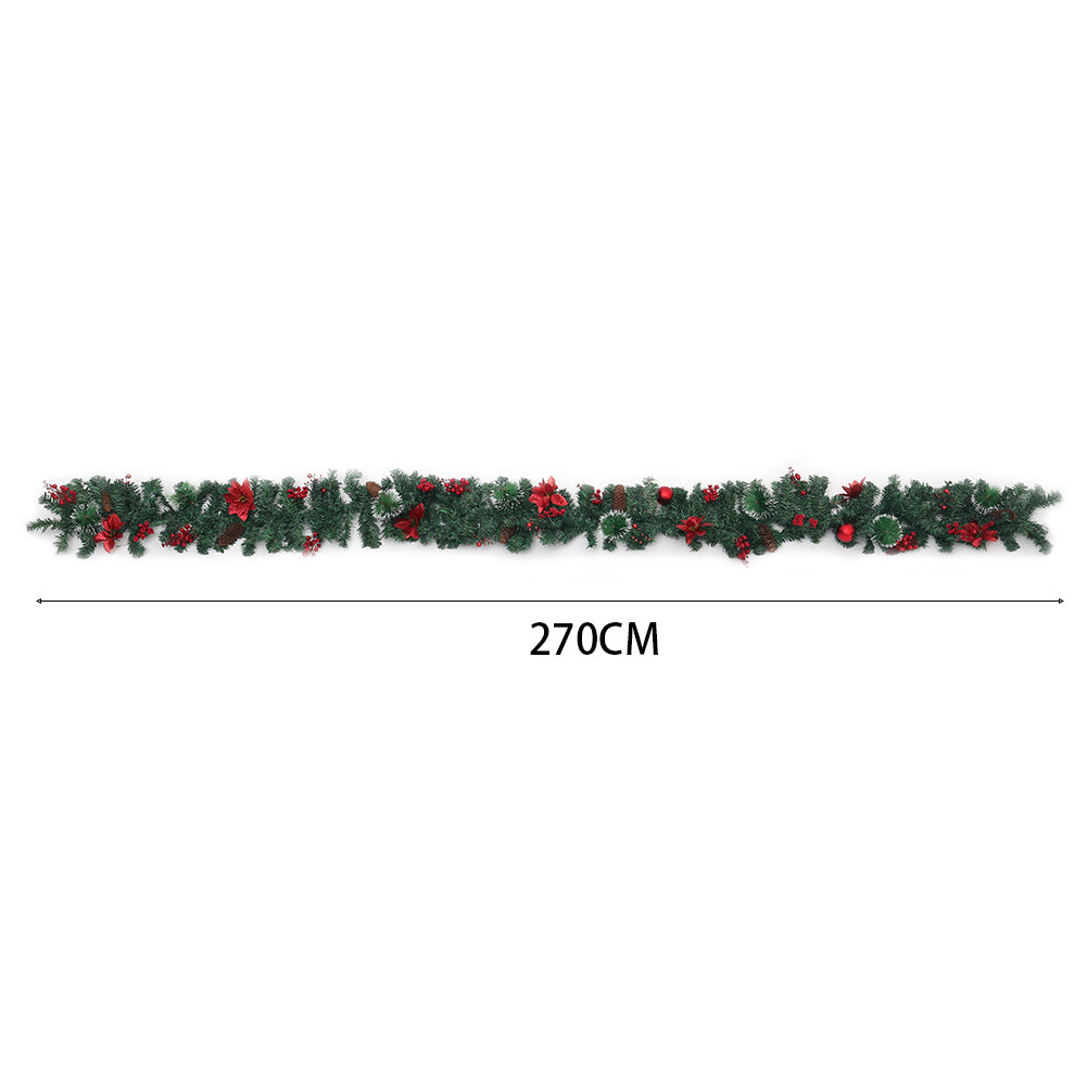 2.7m LED Light String Berry Ball Flower Garland Christmas Decor