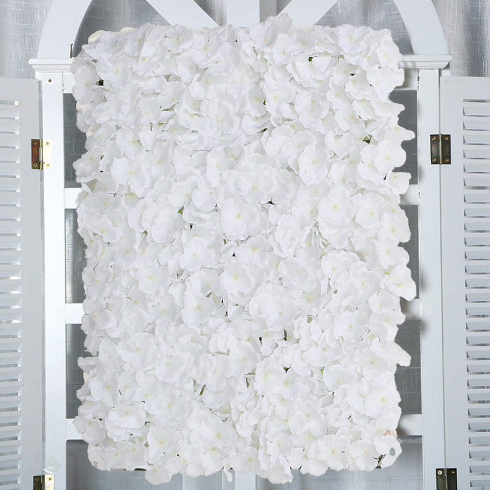 Handcrafted White Silk Hydrangea Flower Panel
