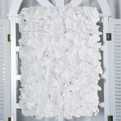 Handcrafted White Silk Hydrangea Flower Panel