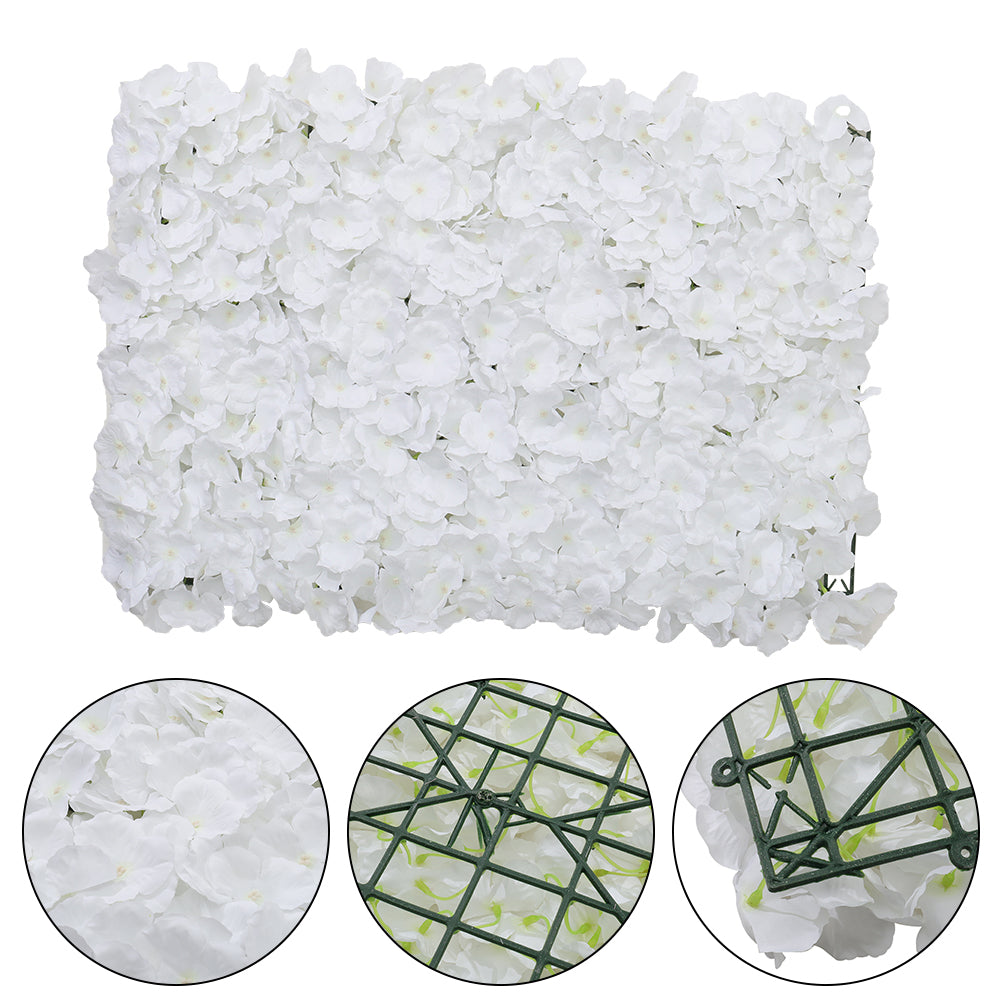 Handcrafted White Silk Hydrangea Flower Panel