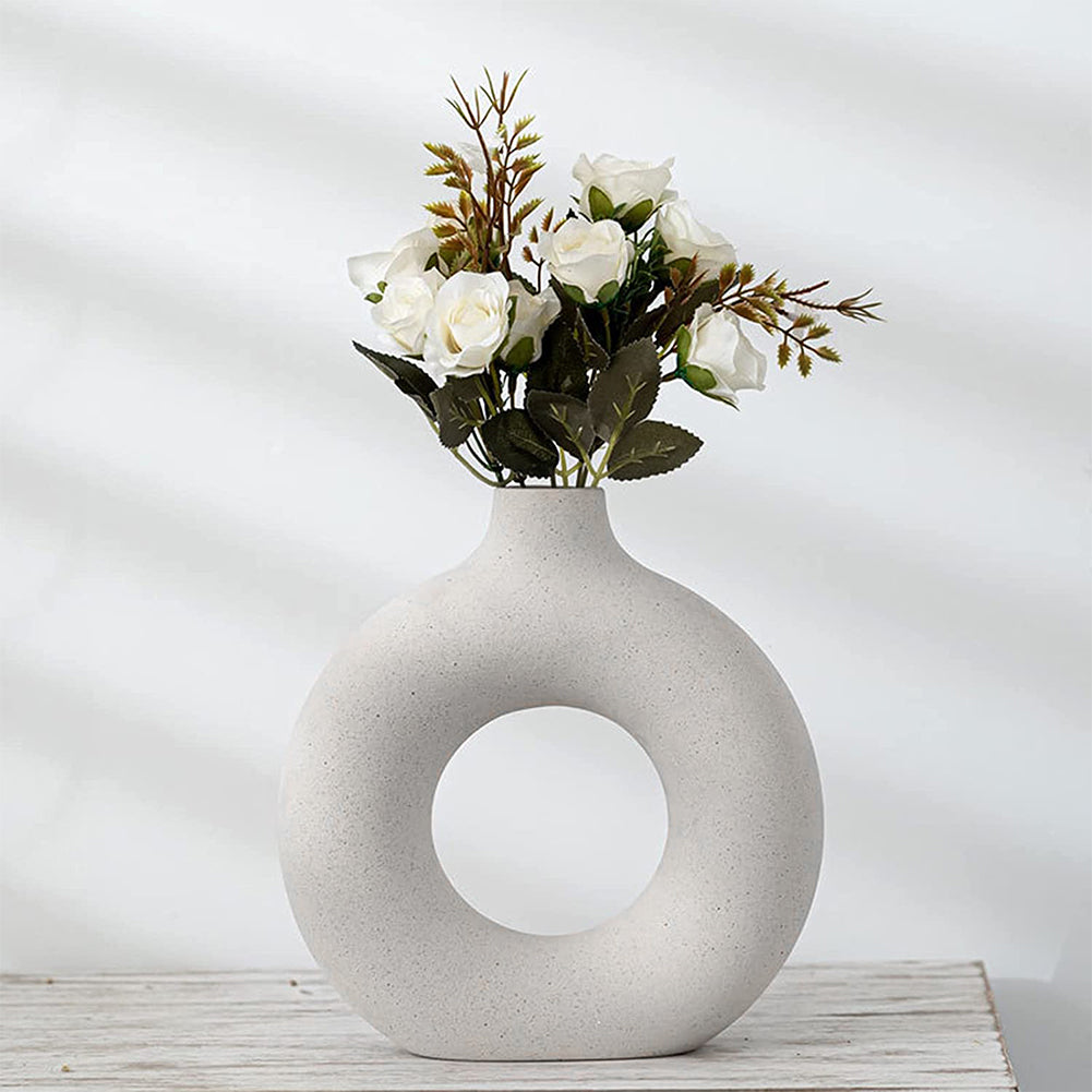 Nordic Style Ceramic Round Vase in White