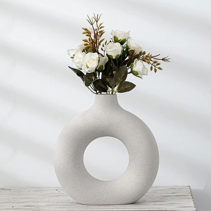 Nordic Style Ceramic Round Vase in White