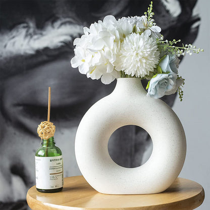 Nordic Style Ceramic Round Vase in White