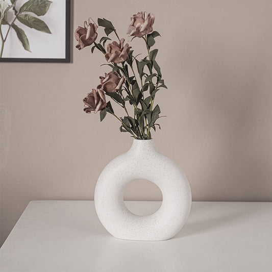 Nordic Style Ceramic Round Vase in White