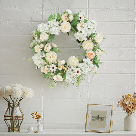 Spring Artificial Peony Wreath Mixed Flowers