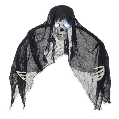 Halloween Hanging Skull Ghost with Light-Up Eyes
