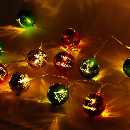 Multicoloured Christmas Ball Ornament String Lights Battery Powered
