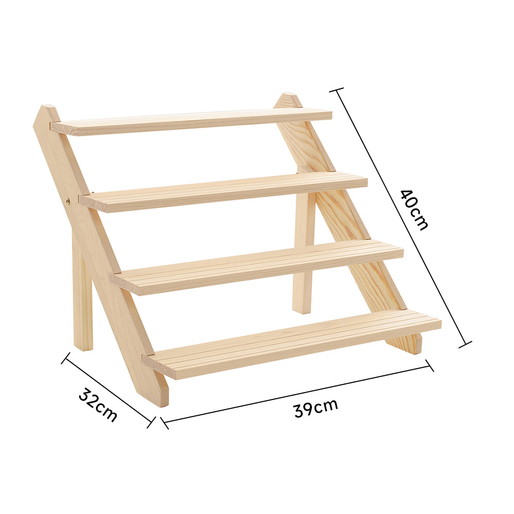4 Tier Pine Wood Desktop Display Stand