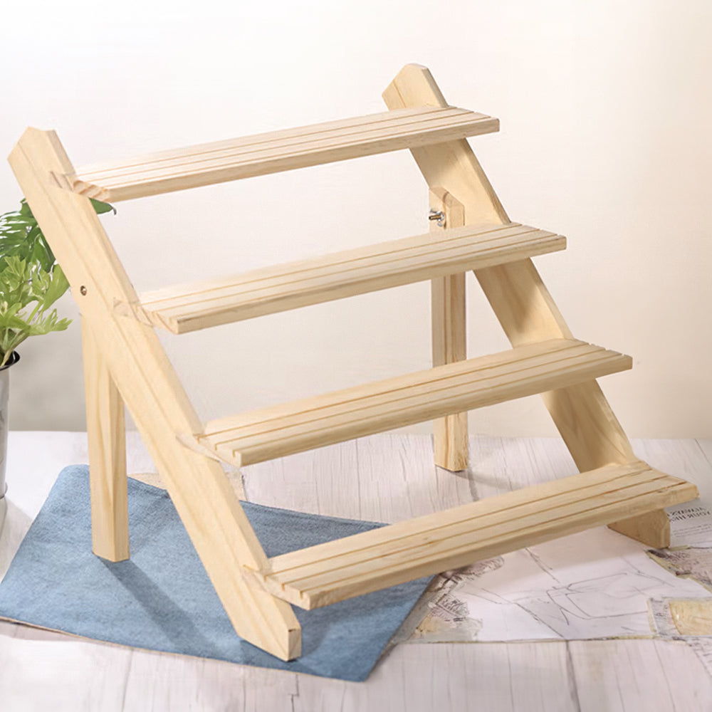 4 Tier Pine Wood Desktop Display Stand