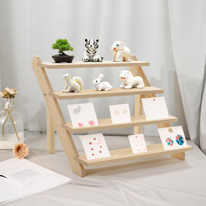4 Tier Pine Wood Desktop Display Stand
