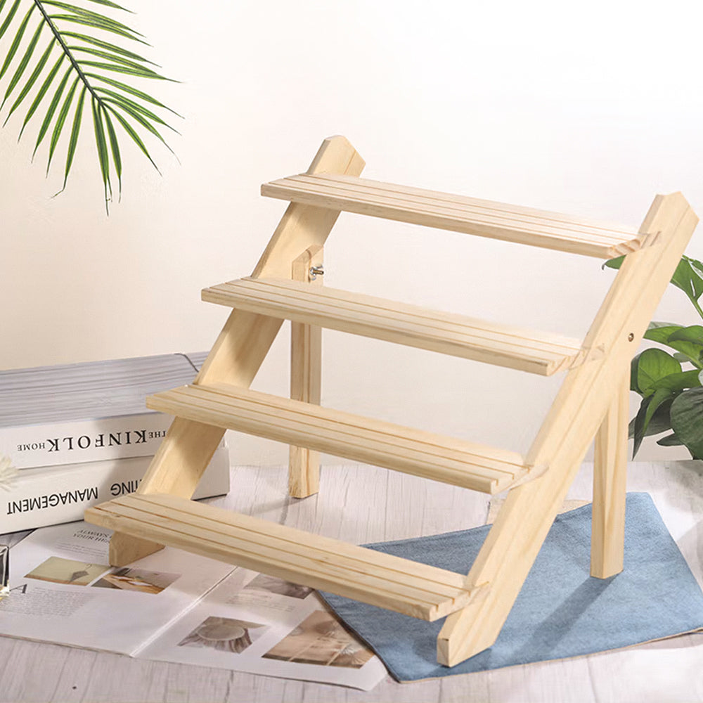 4 Tier Pine Wood Desktop Display Stand
