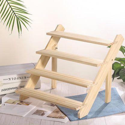 4 Tier Pine Wood Desktop Display Stand